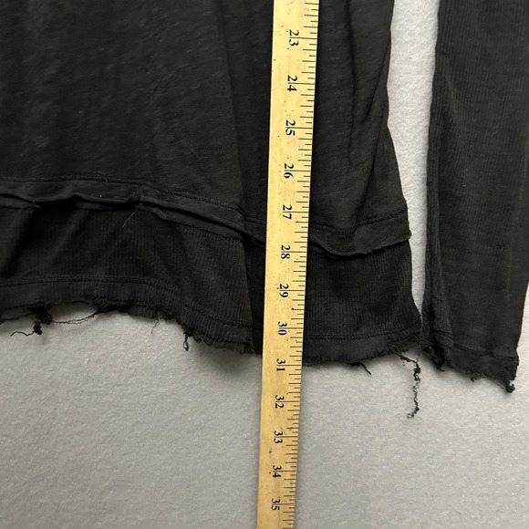 Free People We The Free Black Distressed Top Semi Sheer Long Sleeve M Whimsigoth - Picture 6 of 16